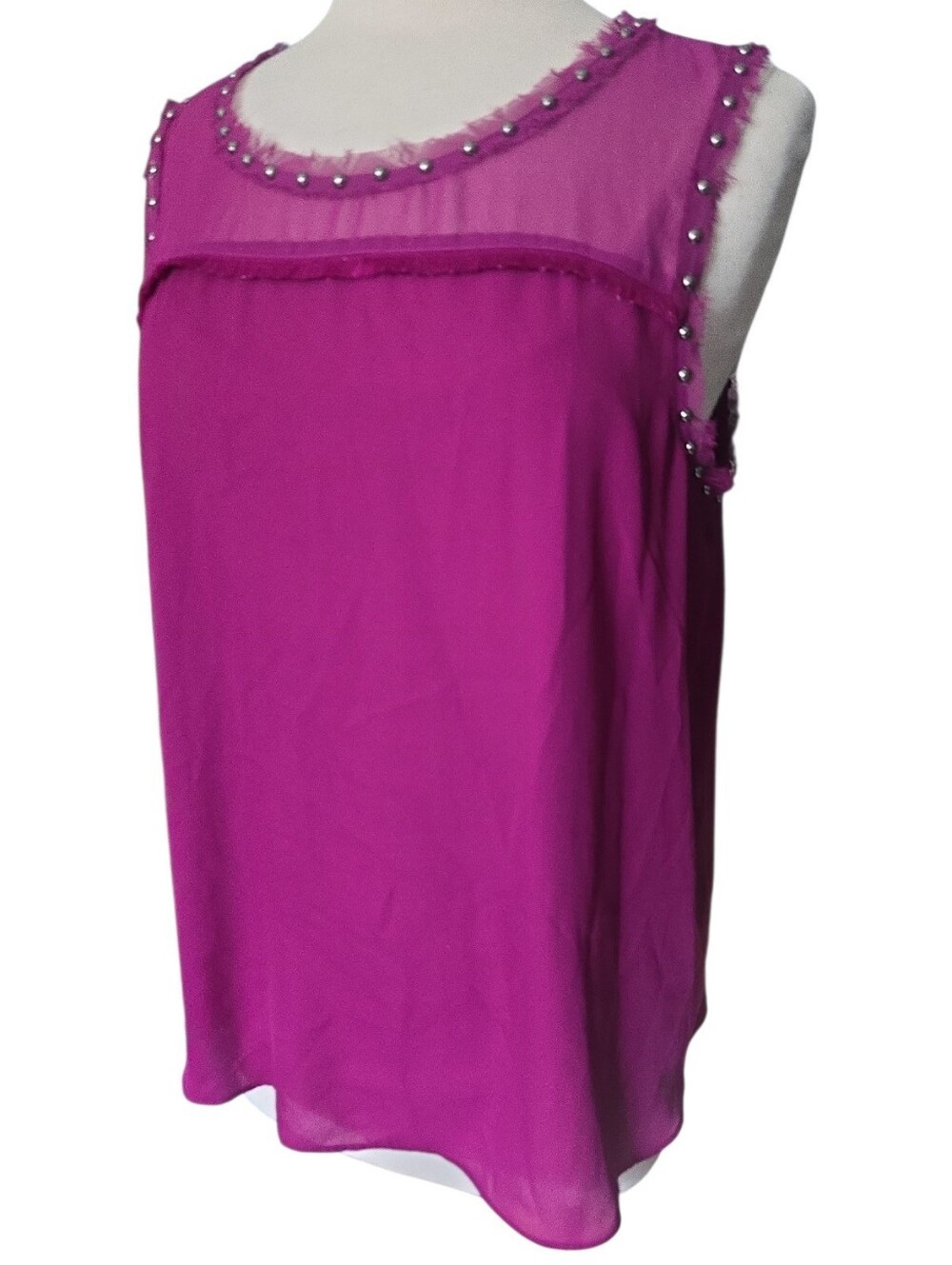 a.n.a (A New Approach) Magenta Studded Sleeveless Top - L
